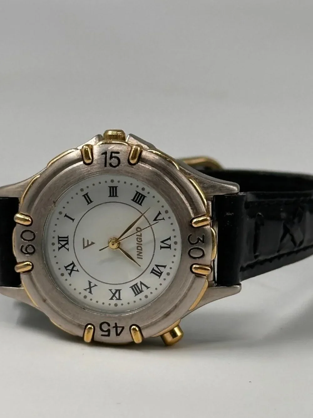Vintage Timex Indiglo Watch Women Gold Tone Leather Band 32MM New Battery
